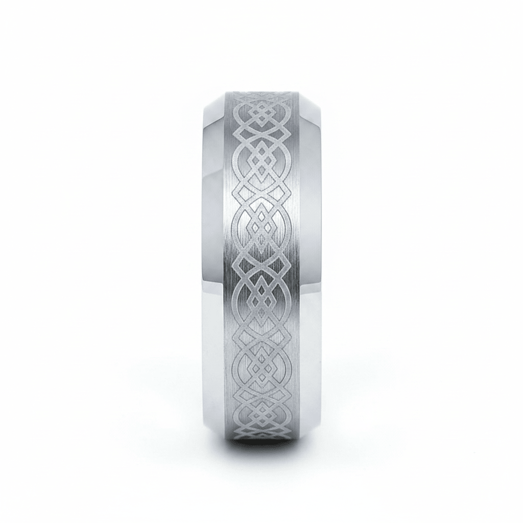 AMIS — angled view — men's tungsten carbide wedding ring | Aydins Jewelry