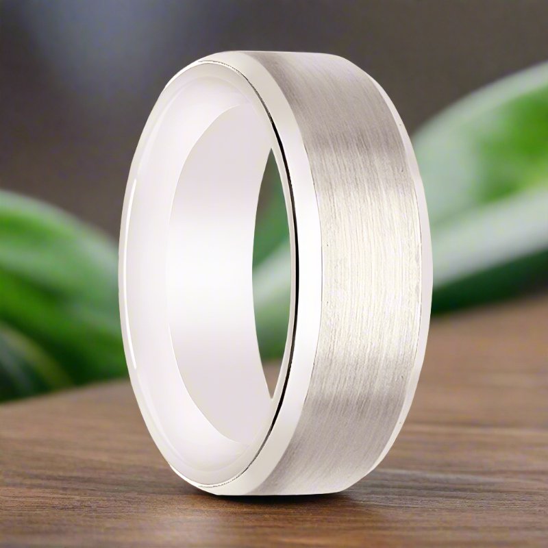ANTARES White Ceramic men's wedding band, image 4