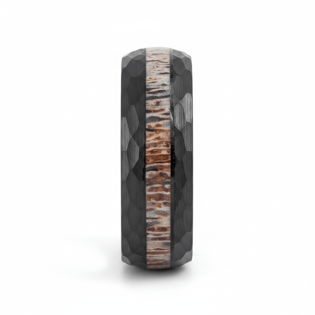 ANTLOR — Front-facing straight-on view — men's tungsten wedding ring.