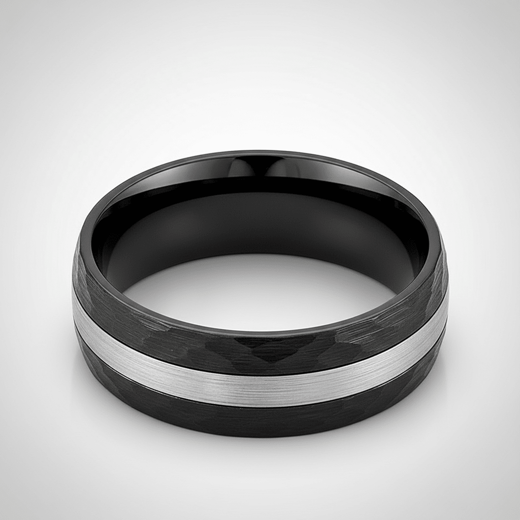 ANVILOR — alternate angle — men's tungsten carbide wedding ring | Aydins Jewelry