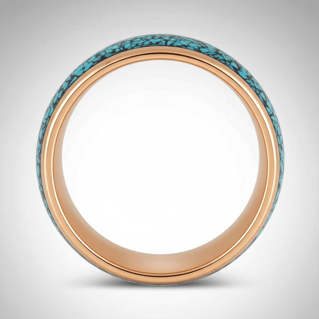 AQUAGLAZE — Center-through axial view — men's tungsten wedding ring.