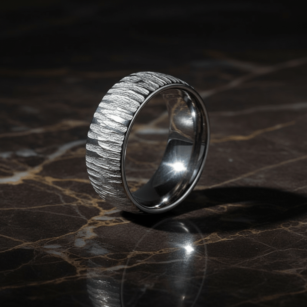 ARBORIX — detail view — men's tungsten carbide wedding ring | Aydins Jewelry