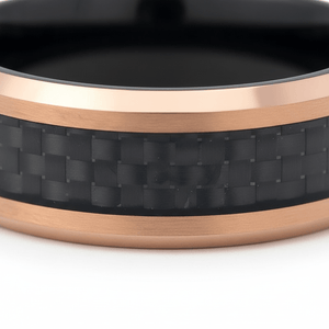 ARCHER — Extreme macro detail — men's tungsten wedding ring.