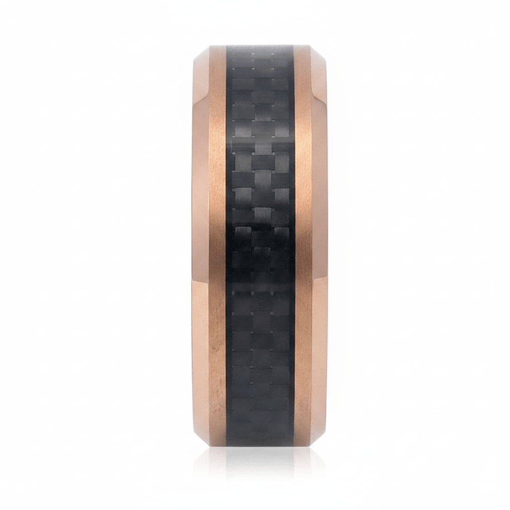 ARCHER — Front-facing straight-on view — men's tungsten wedding ring.