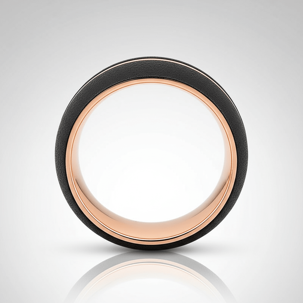 ARGENT — Center-through axial view — men's tungsten wedding ring.