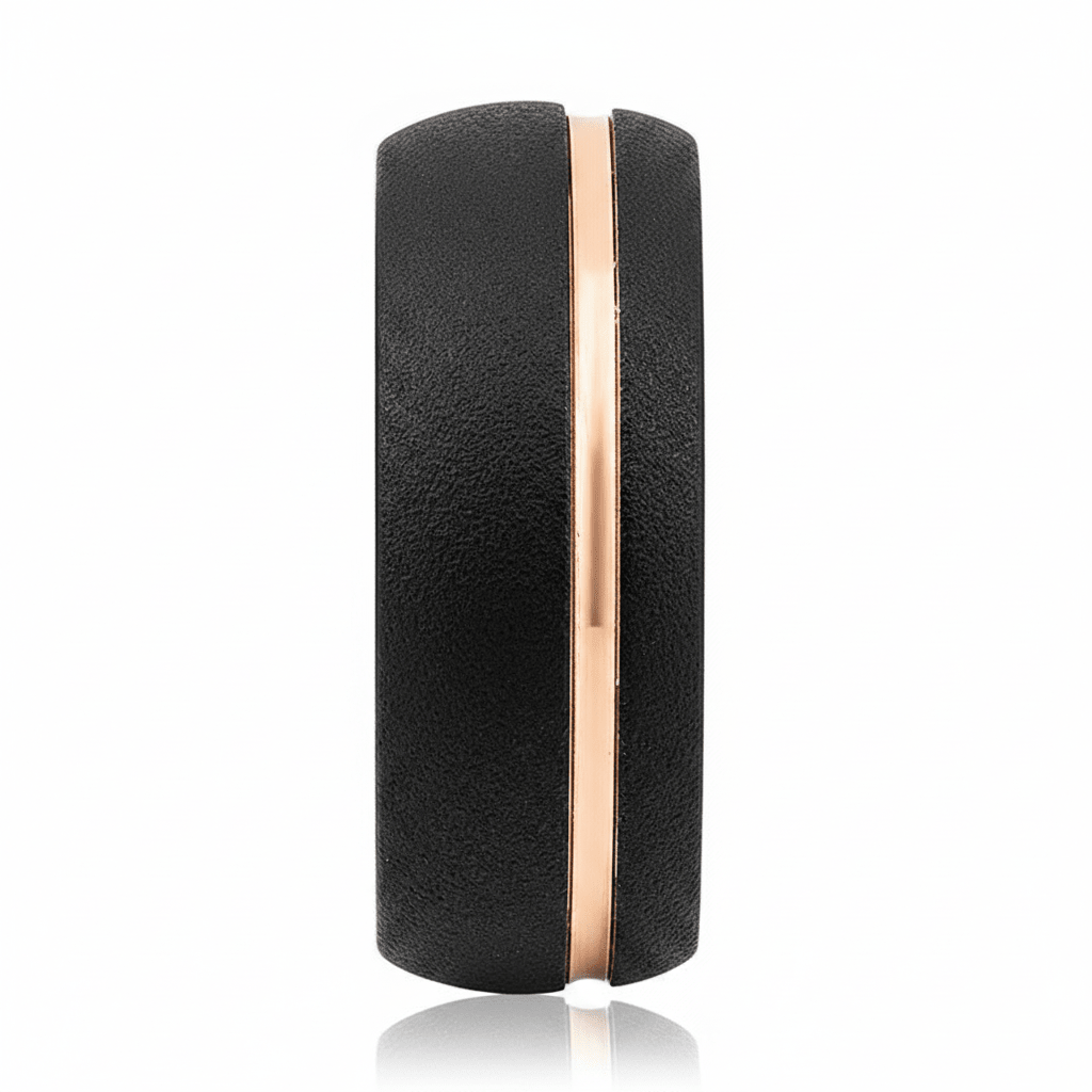 ARGENT — Front-facing straight-on view — men's tungsten wedding ring.