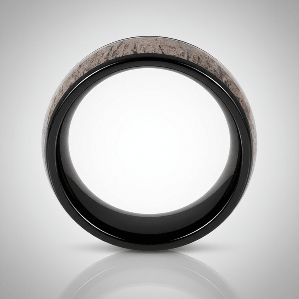 ARNEB — Center-through axial view — men's tungsten wedding ring.