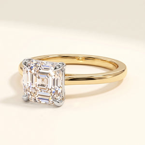 ESTHER asscher lab-grown diamond ring in 14K two-tone gold, studio hero, approx. 1 ct center