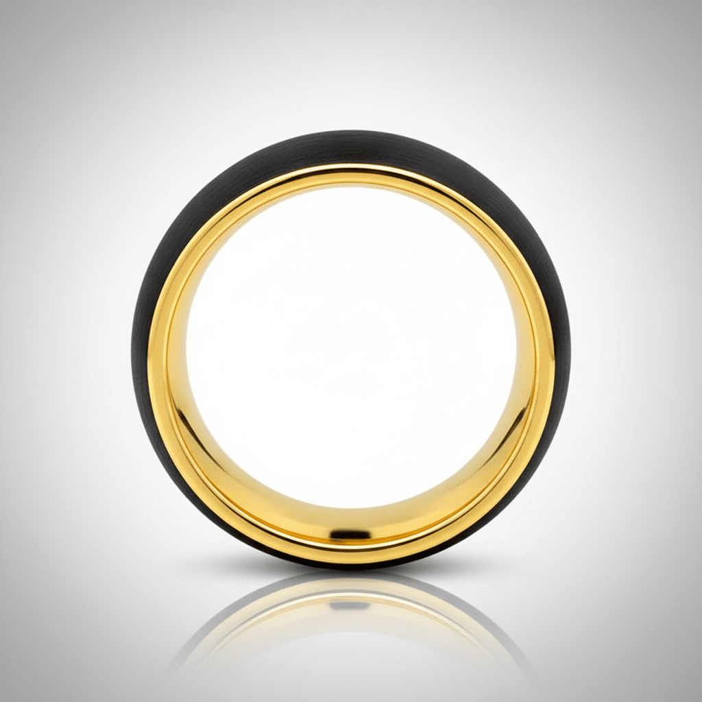 AURELIUS — Center-through axial view — men's tungsten wedding ring.