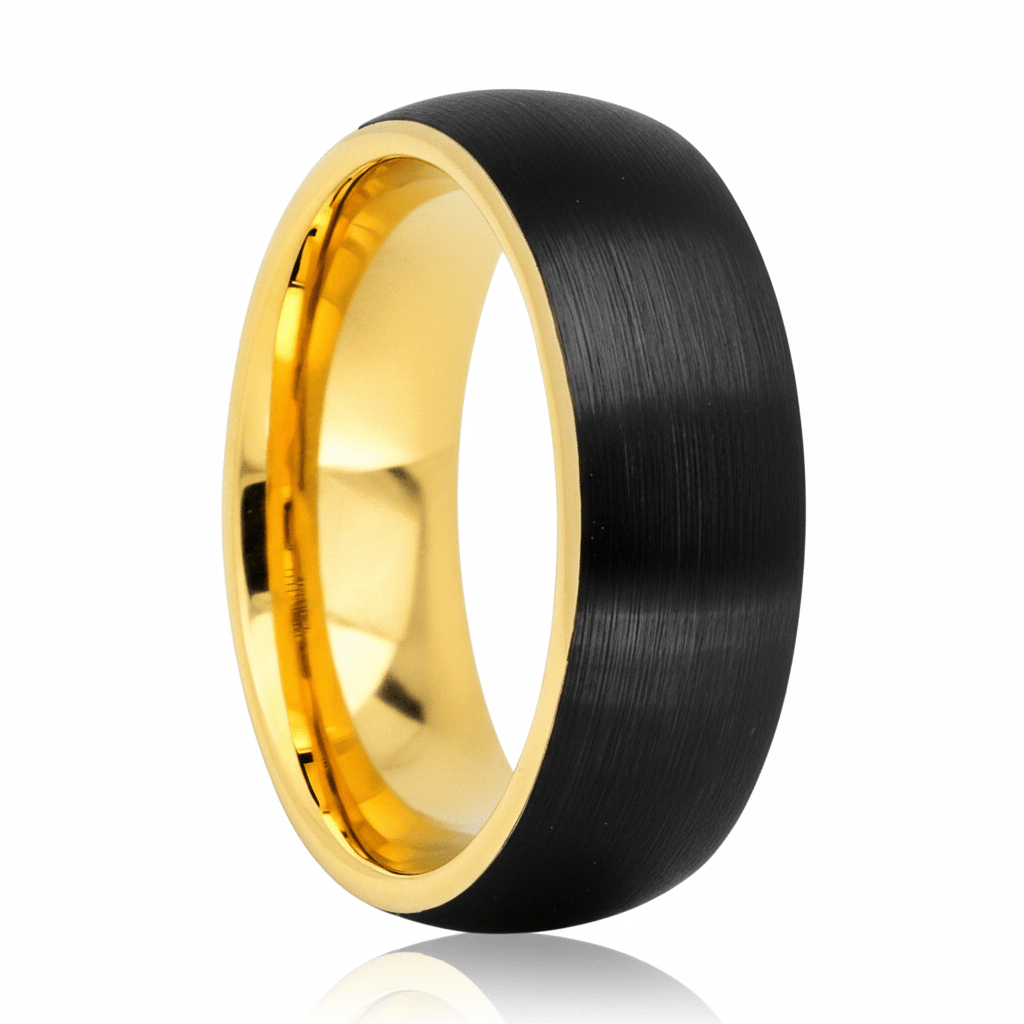 AURELIUS — Hero product shot — men's tungsten wedding ring.