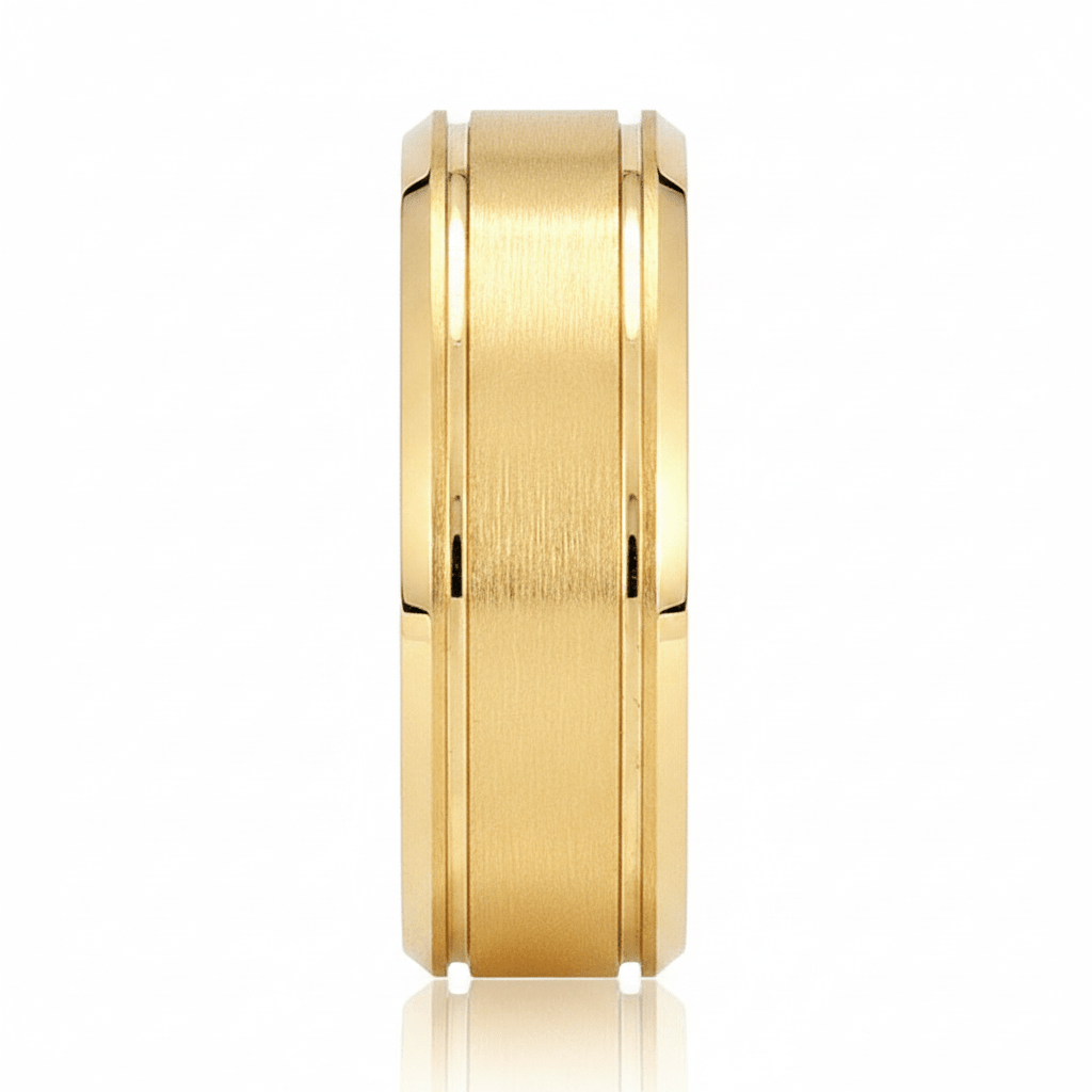 AUREON — Front-facing straight-on view — men's tungsten wedding ring.