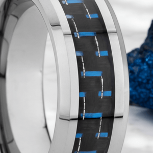 AUXILIUS - close-up detail - men's tungsten carbide wedding ring | Aydins Jewelry