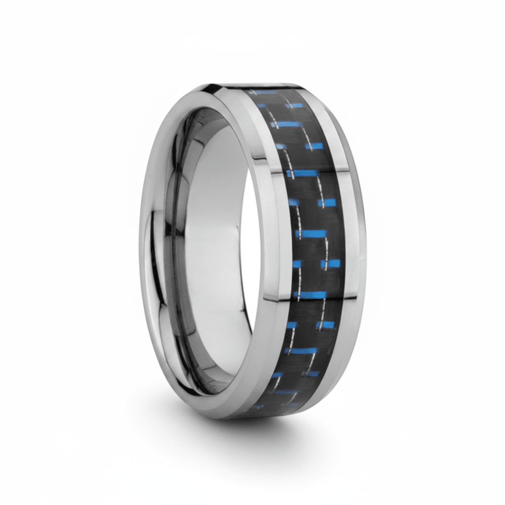 AUXILIUS - hero shot - men's tungsten carbide wedding ring | Aydins Jewelry
