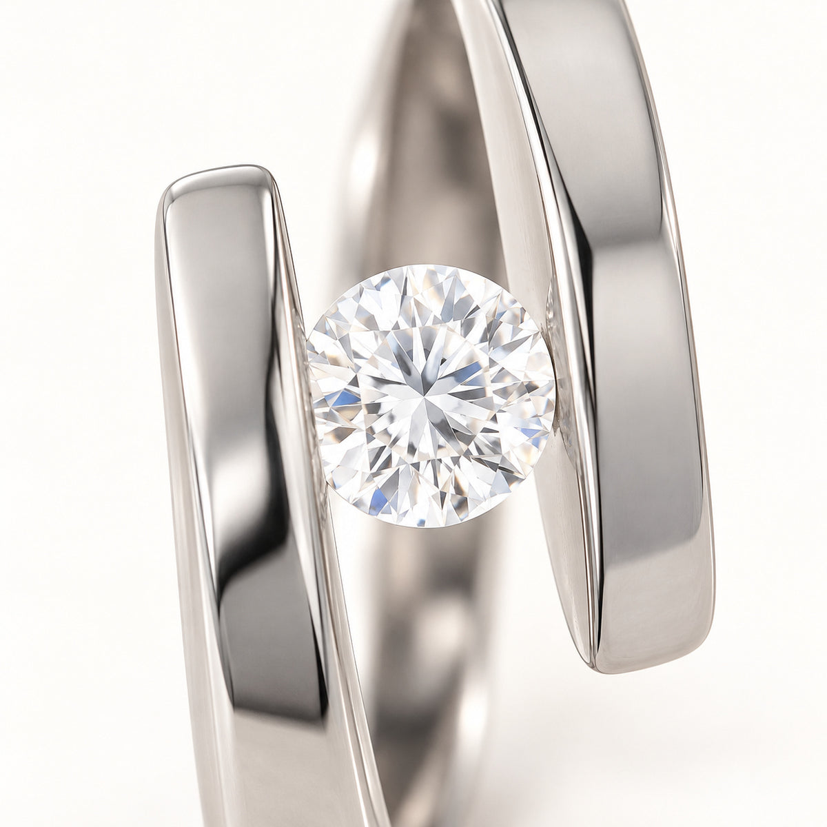ANNA titanium tension-set diamond band, detail
