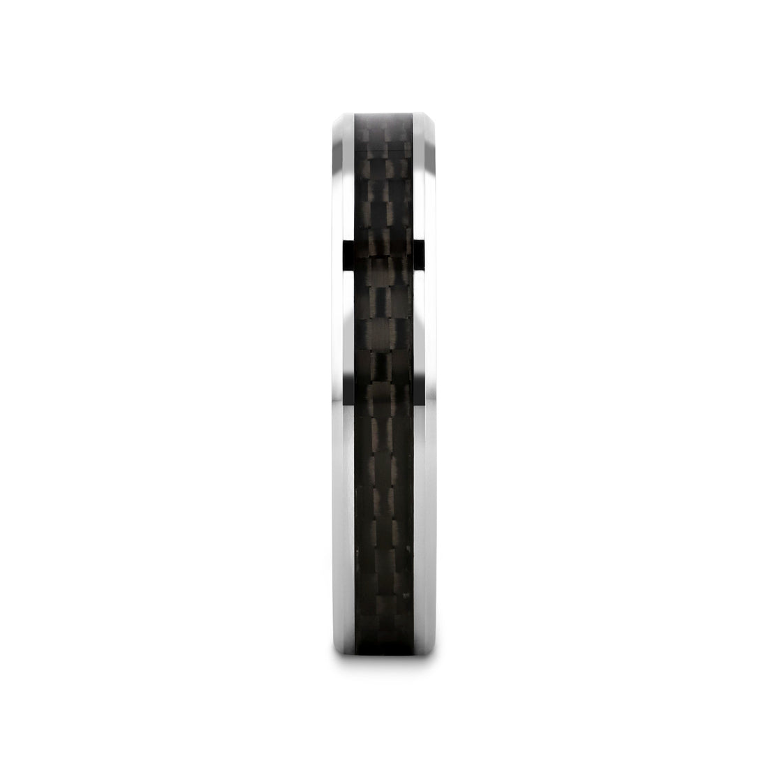 MAXIMA tungsten band with black carbon fiber, front view