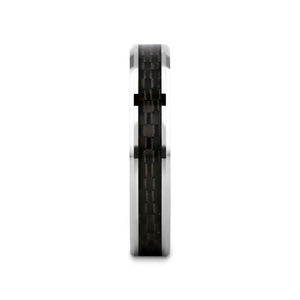 MAXIMA tungsten band with black carbon fiber, front view