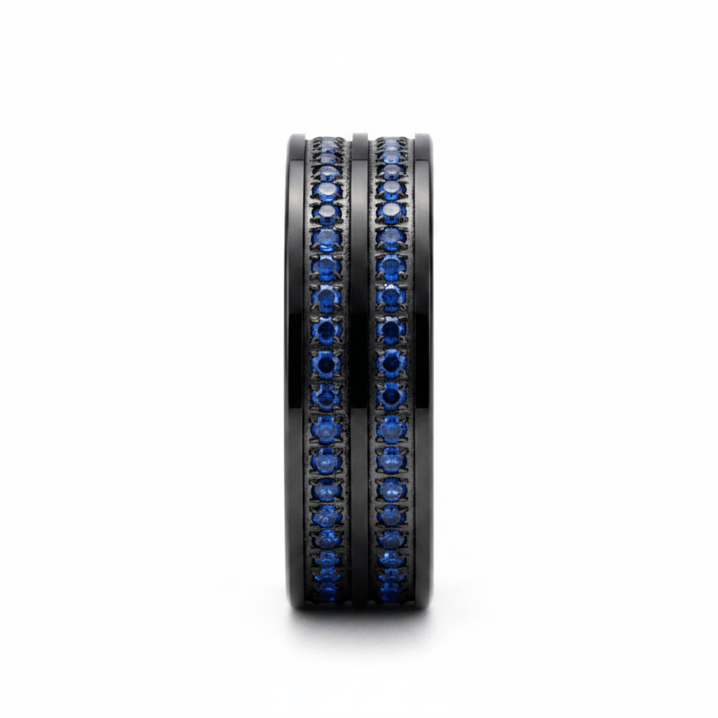 AZURON — Front-facing straight-on view — men's tungsten wedding ring.