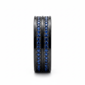 AZURON — Front-facing straight-on view — men's tungsten wedding ring.