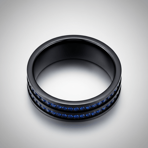 AZURON — Center-through axial view — men's tungsten wedding ring.