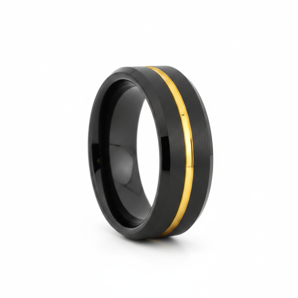 BAIR — Hero product shot — men's tungsten wedding ring.