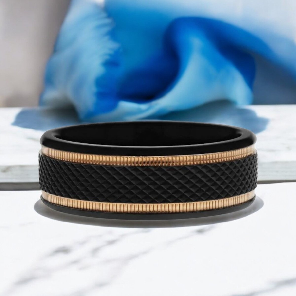 BAROQUE Gold men's wedding band, image 5