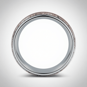 BARRELSTAG — Center-through axial view — men's tungsten wedding ring.