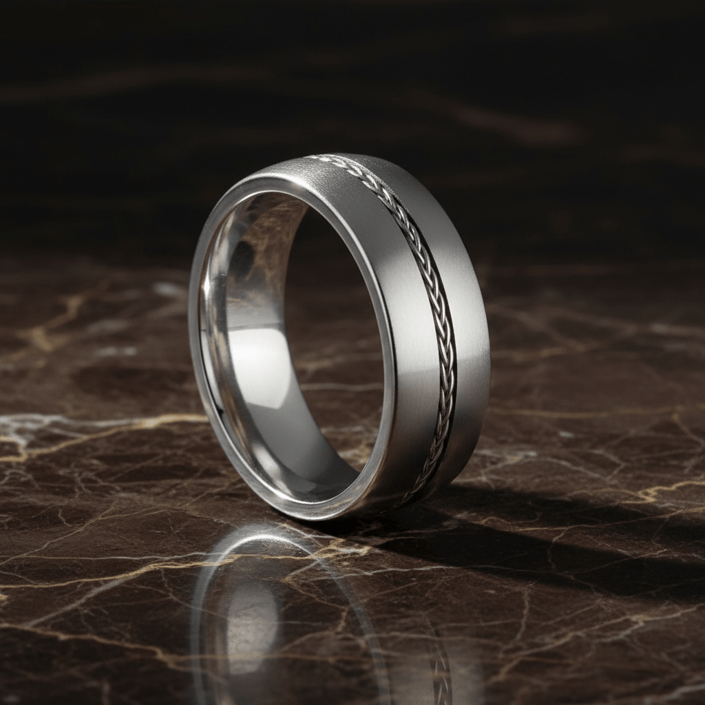 BAXTER — detail view — men's sterling silver wedding ring | Aydins Jewelry
