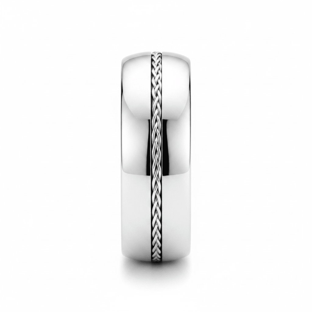BAXTER — angled view — men's sterling silver wedding ring | Aydins Jewelry