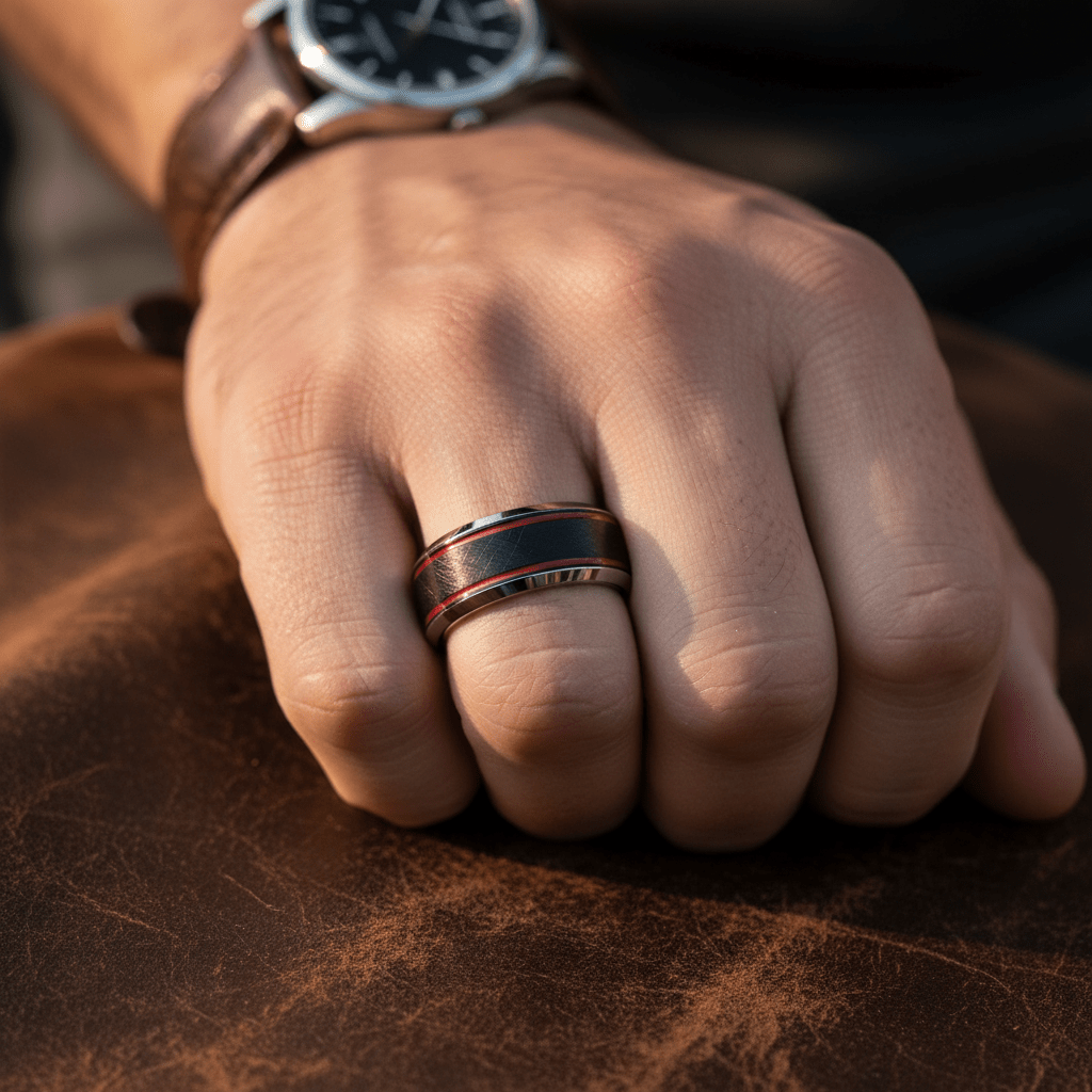 BELARIO — display shot — men's tungsten carbide wedding ring | Aydins Jewelry