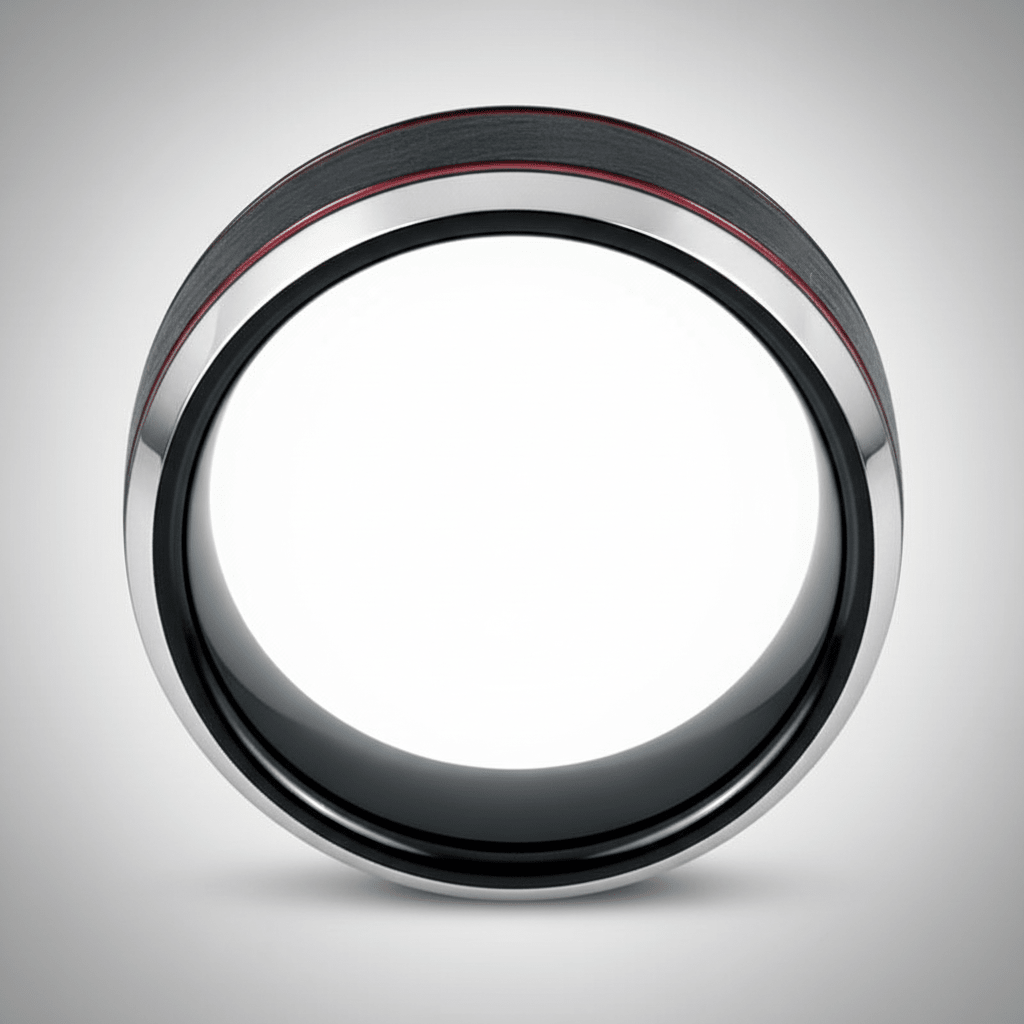 BELARIO — close-up detail — men's tungsten carbide wedding ring | Aydins Jewelry