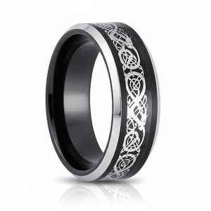 BETTLER — Hero product shot — men's tungsten wedding ring.
