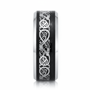 BETTLER — Front-facing straight-on view — men's tungsten wedding ring.