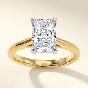 BIANCA radiant lab-grown diamond ring in 10K two-tone gold, front view, approx. 1 ct center