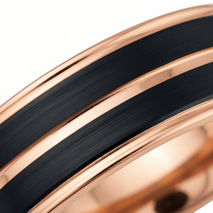 BLACKLUSH — Extreme macro detail — men's tungsten wedding ring.