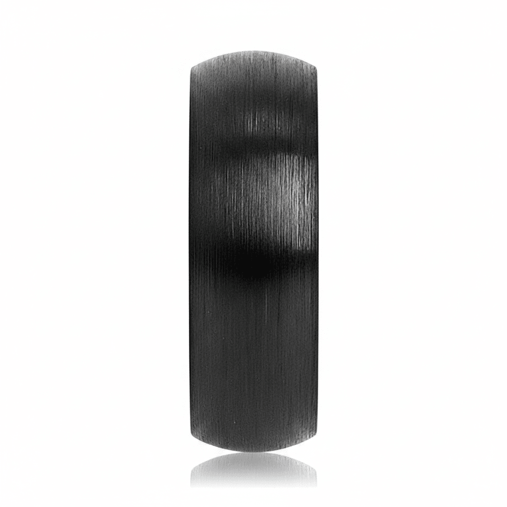 BLACKROCK — Front-facing straight-on view — men's tungsten wedding ring.