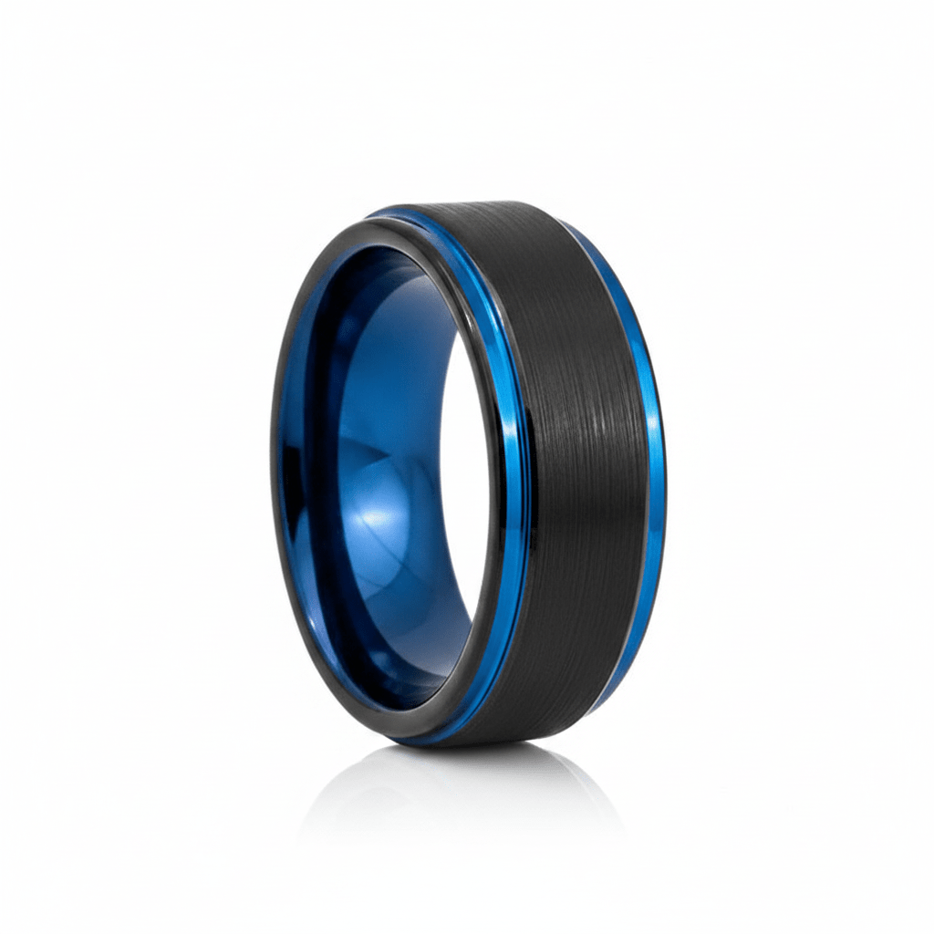 BLIGHT — Hero product shot — men's tungsten wedding ring.