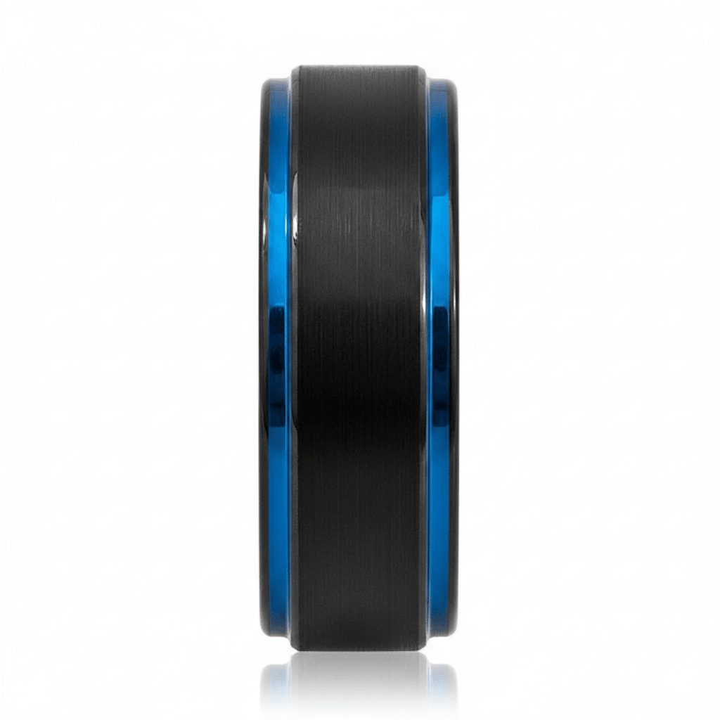 BLIGHT — Front-facing straight-on view — men's tungsten wedding ring.