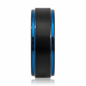 BLIGHT — Front-facing straight-on view — men's tungsten wedding ring.