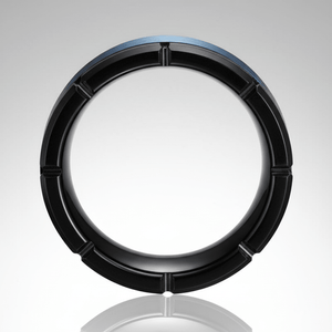 BLIZZARD — Center-through axial view — men's tungsten wedding ring.