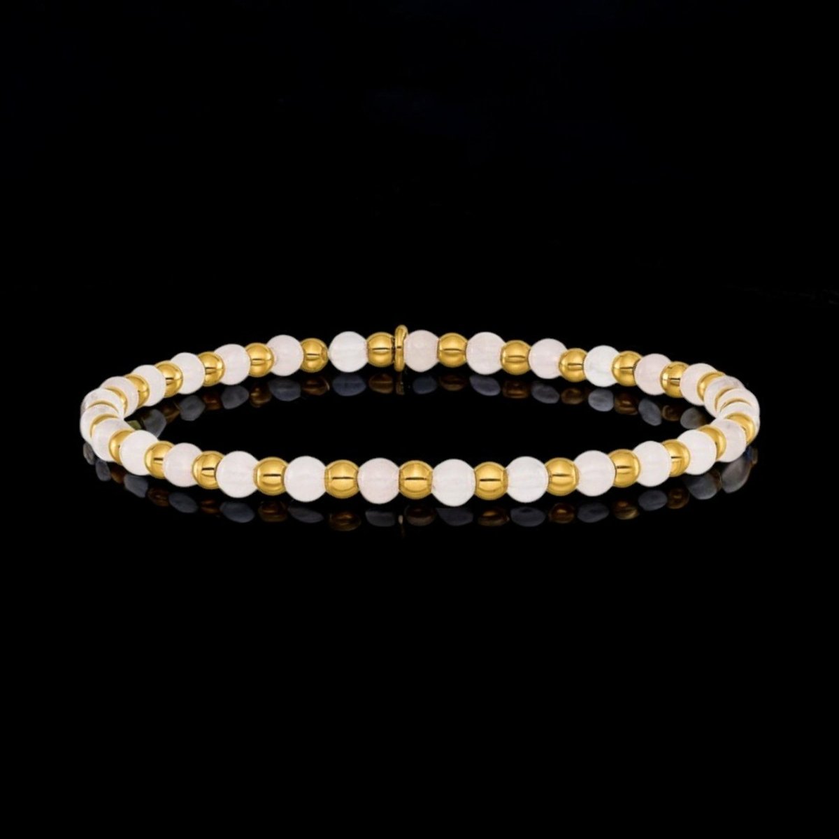 Women's Pink Quartz and Yellow IP-Plated Beaded Bracelet