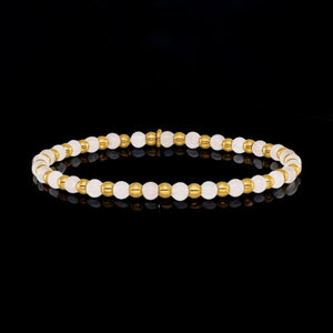 Women's Pink Quartz and Yellow IP-Plated Beaded Bracelet