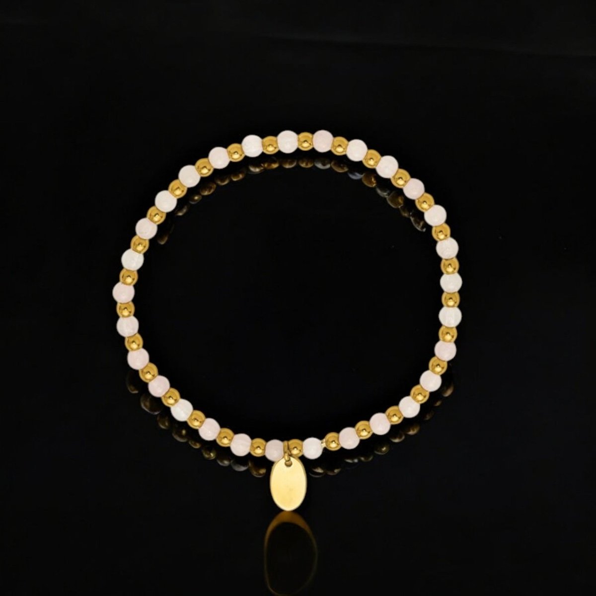 Delicate Women's Stretch Bracelet with Pink Quartz