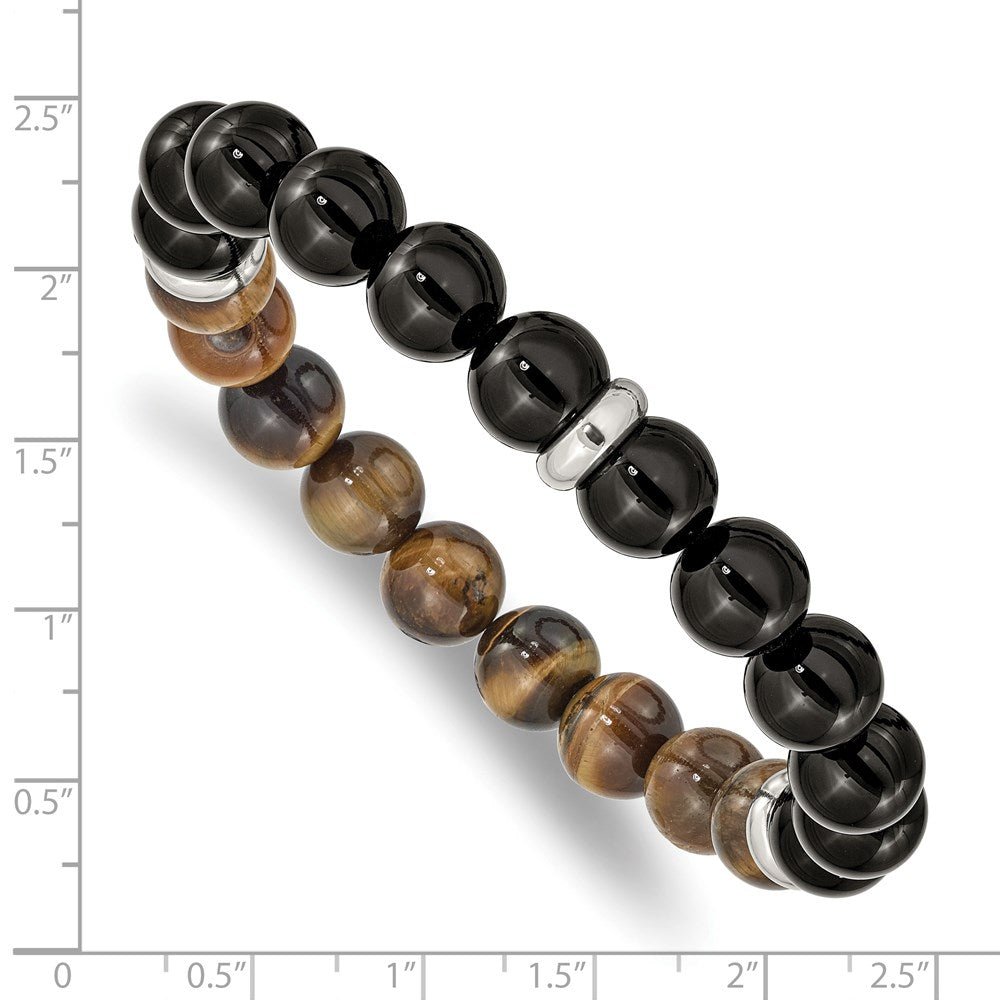 Men's Stretch Bracelet - Black Agate & Tiger's Eye