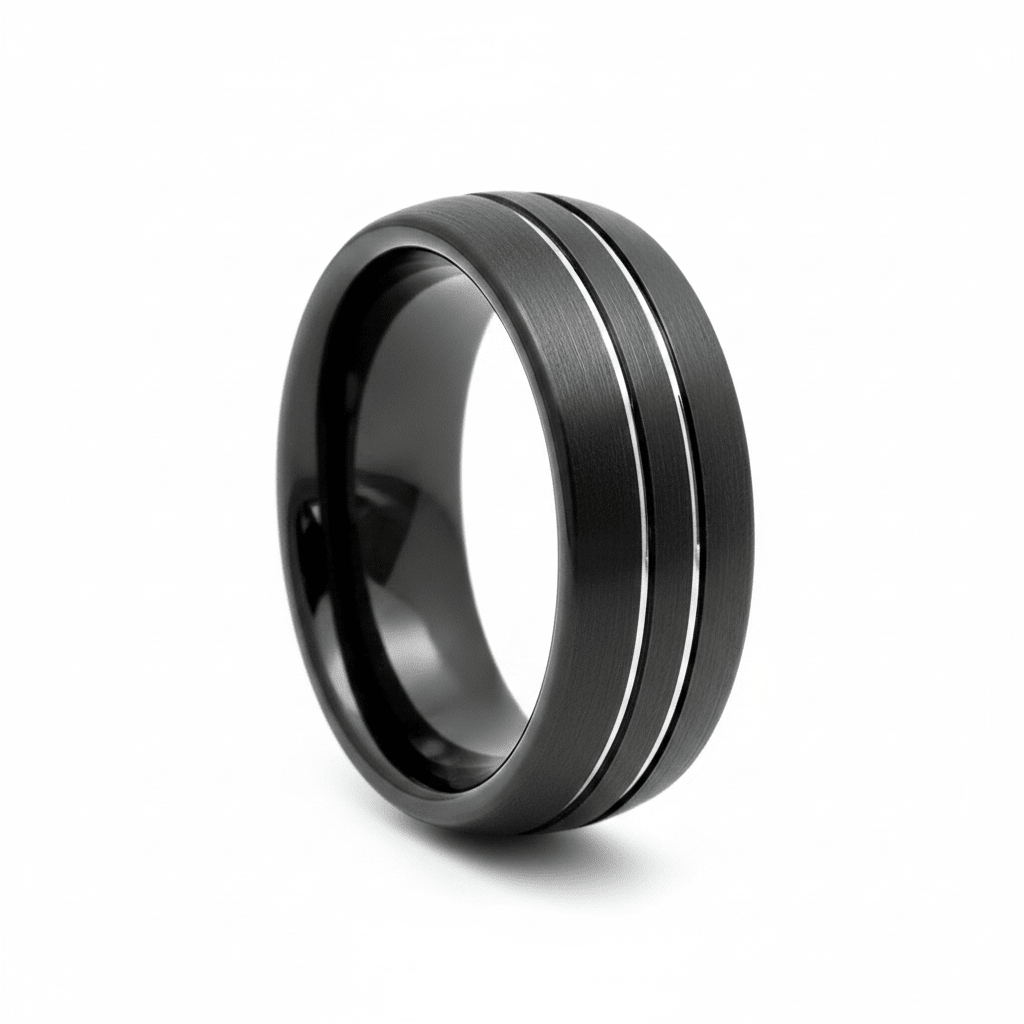 BOSTIN — Hero product shot — men's tungsten wedding ring.