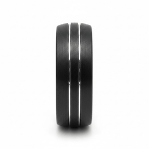 BOSTIN — Front-facing straight-on view — men's tungsten wedding ring.