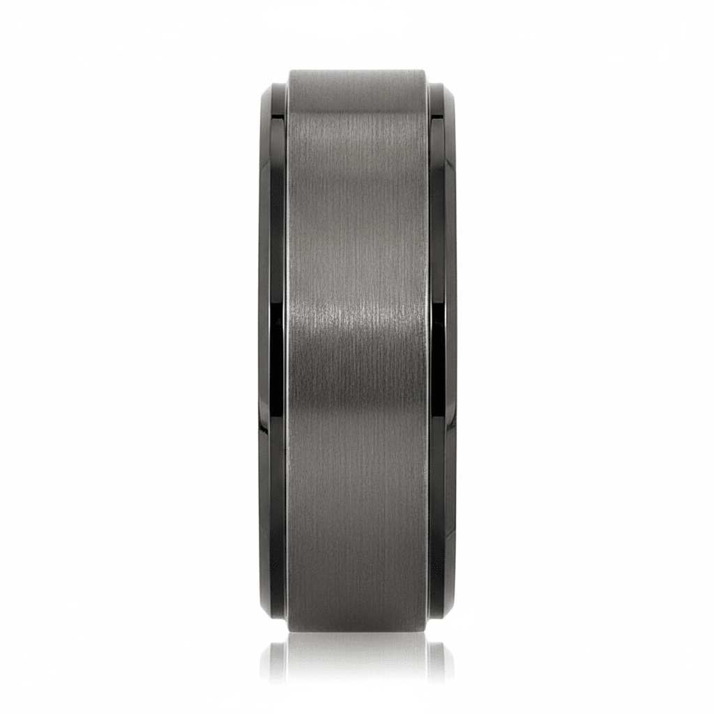 BOUNCER — angled view — men's tungsten carbide wedding ring | Aydins Jewelry