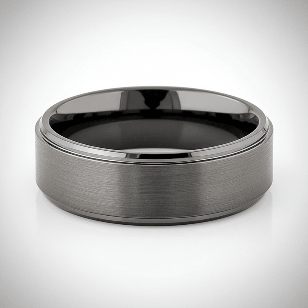 BOUNCER — alternate angle — men's tungsten carbide wedding ring | Aydins Jewelry