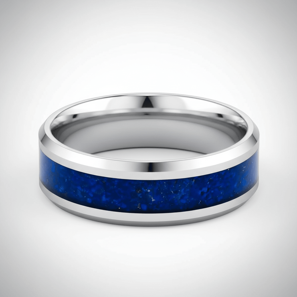 BOYDTON — Center-through axial view — men's tungsten wedding ring.