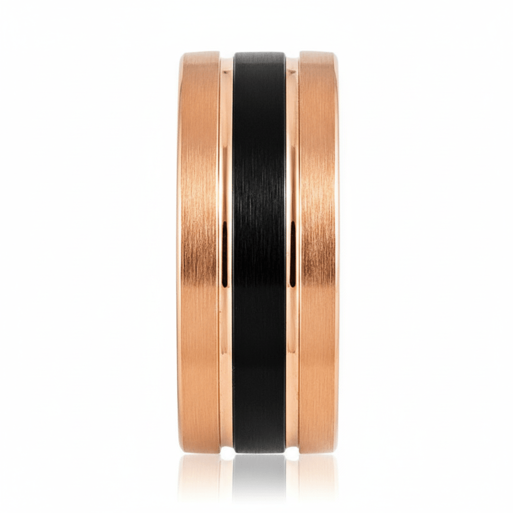 BRENTLEY — Front-facing straight-on view — men's tungsten wedding ring.
