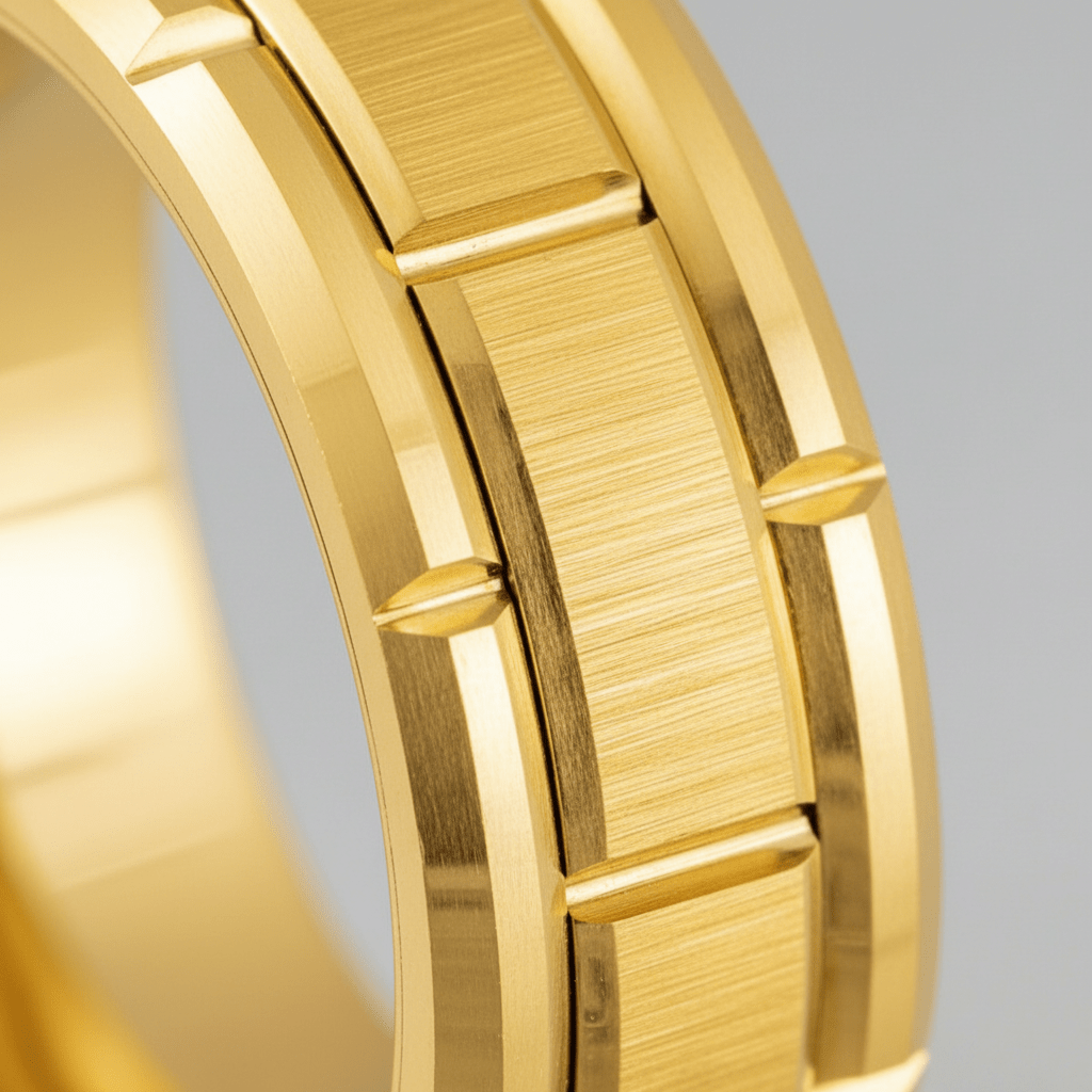 BRICKCRAFT — Extreme macro detail — men's tungsten wedding ring.